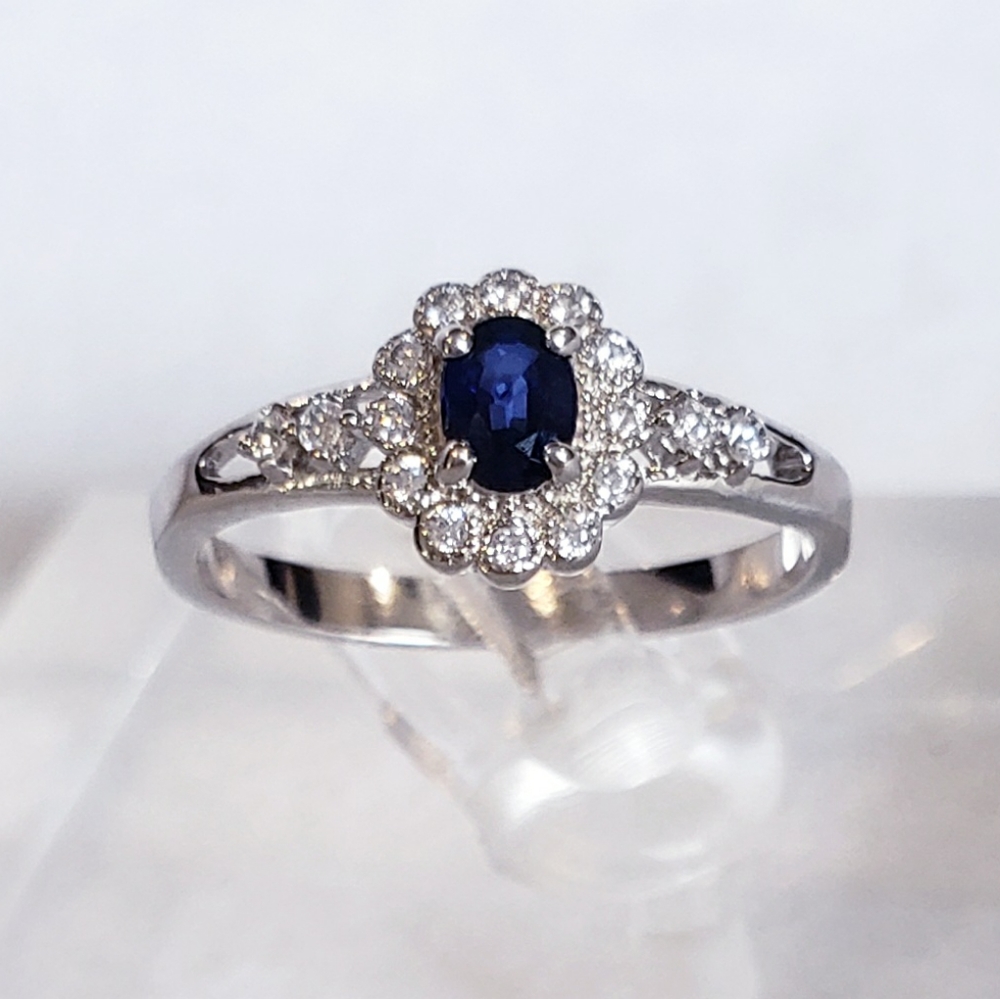 Sterling Silver Natural Sapphire Ring - Picture 1 of 8